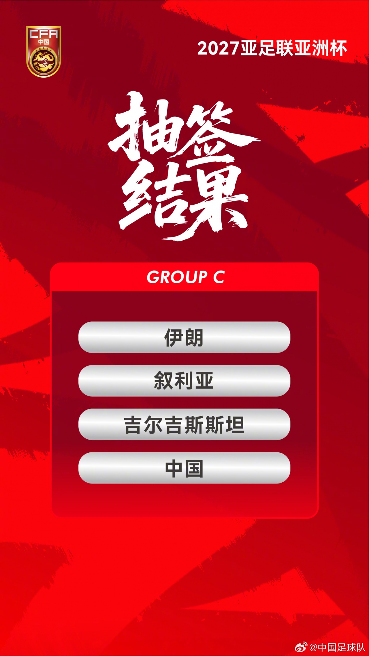 2027亚洲杯抽签揭晓：国足陷C组死局，首战伊朗