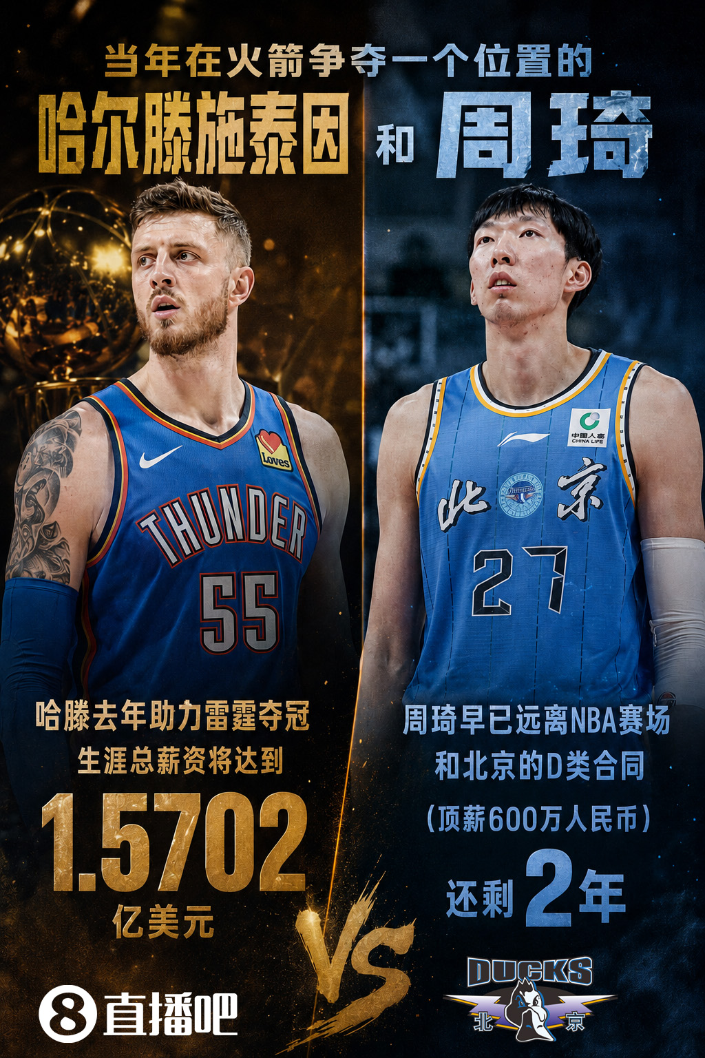 哈滕5年1.34亿续约雷霆 生涯总薪资已超1.57亿美元