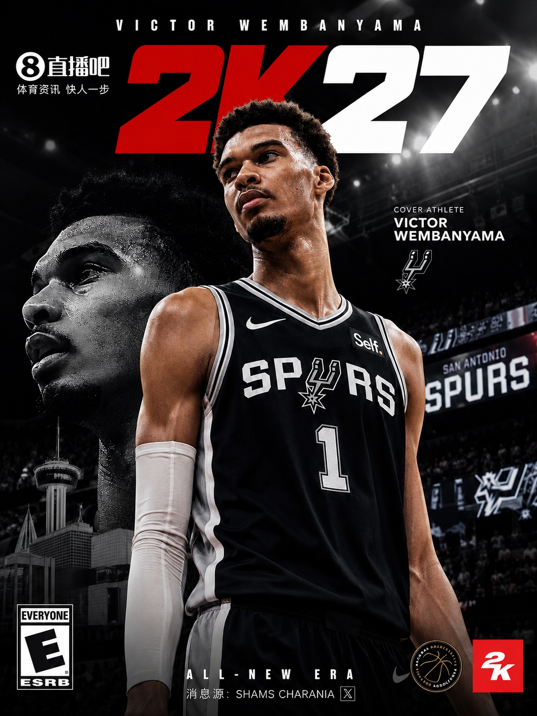 文班亚马成NBA2K27封面人物 场均25+11+3+DPOY 降薪续约马刺